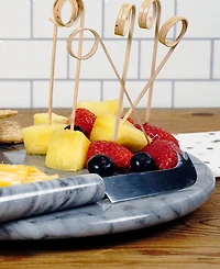 Rsvp International Grey Marble 10" Diameter Cheese Board Knife Set