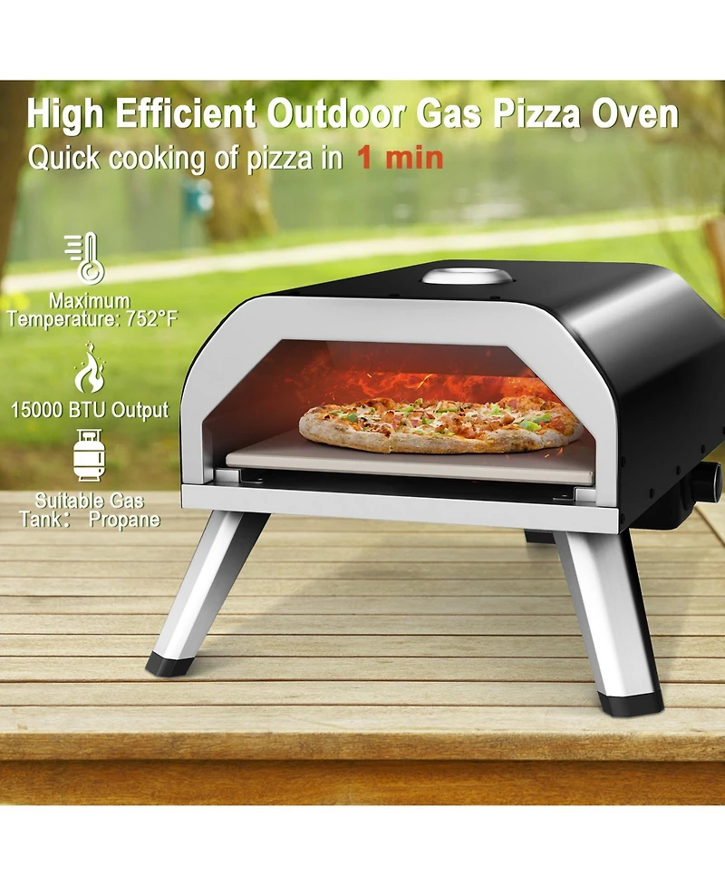 15000 Btu Foldable Pizza Oven with Pizza Peel Stone and Cutter