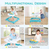 Costway Foldable Baby Walker with 3 Adjustable Heights Comfy Padded Seat Music Tray