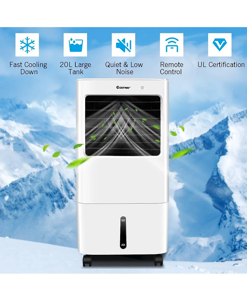 Evaporative Portable Air Cooler Fan & Humidifier w/ Remote Control 7.5 Timer