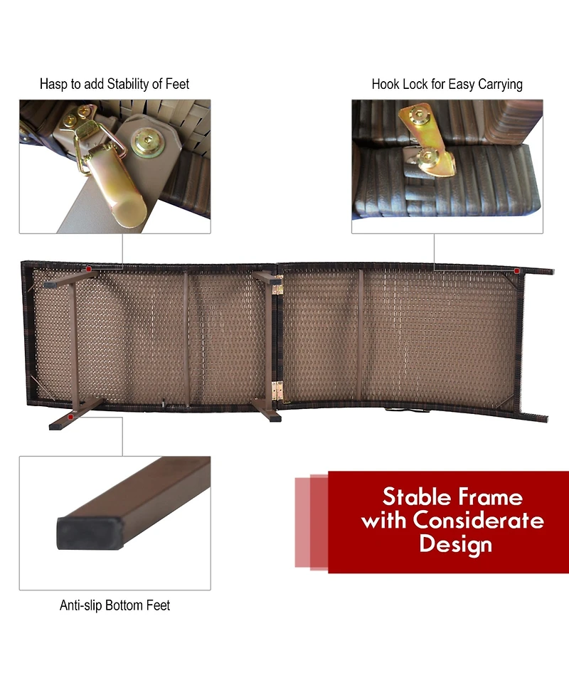 Costway 2PCS Patio Rattan Folding Lounge Chair Stackable Double Sided Cushion Outdoor