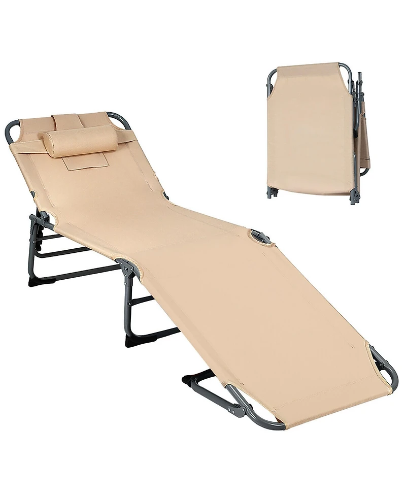 Costway Foldable Lounge Chair Adjustable Folding Recliner Beach Patio