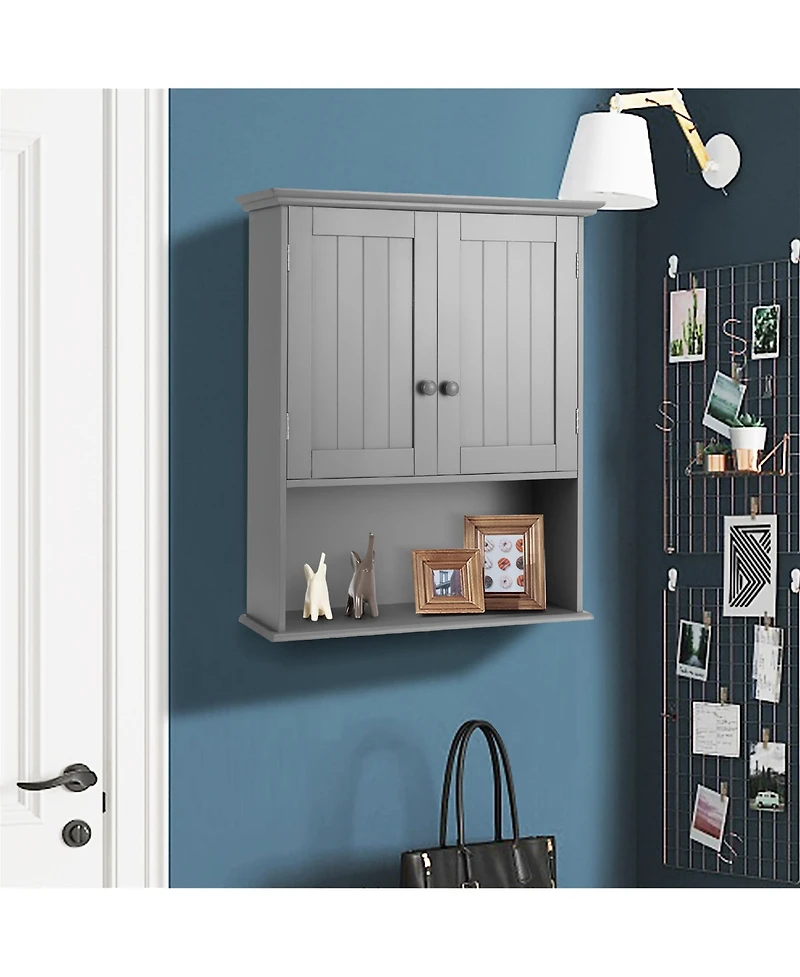 Wall Mount Bathroom Cabinet Storage Organizer Medicine with 2-Doors and 1- Shelf Cottage Collection