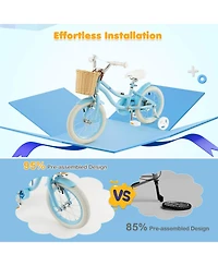 14" Kid's Bike with Training Wheels Adjustable Handlebar Seat Handbrake