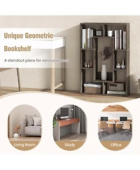 7-Cube Geometric Bookshelf with Anti-Toppling Device Modern Open Bookcase
