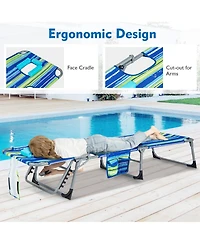 Outdoor Beach Lounge Chair Folding Chaise Lounge with Pillow