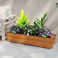 Raised Garden Bed Wood Rectangular Planter Box with 2 Drainage Holes