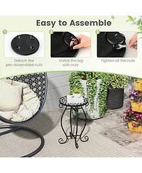 Costway Mosaic Outdoor Side Table, Round End Table with Weather Resistant Ceramic Tile Tabletop