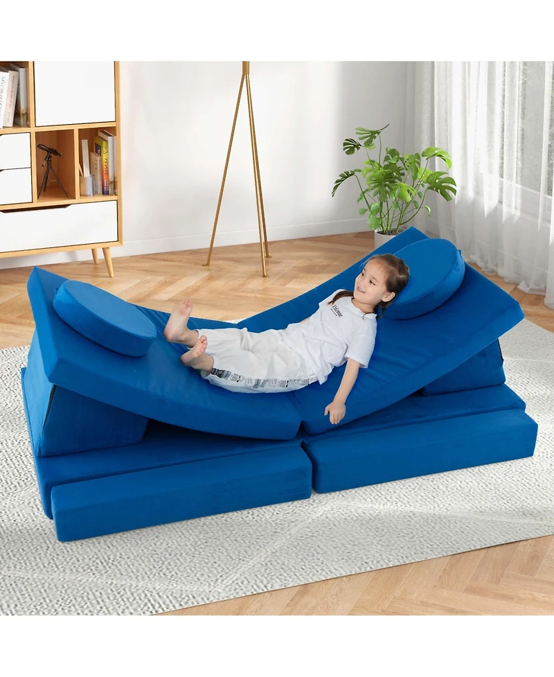Costway Kids Play Sofa Set Modular Convertible Foam Folding Couch Toddler Playset
