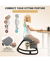 Costway Rocking Kneeling Chair Ergonomic Posture Correcting Back Pain Padded Cushion