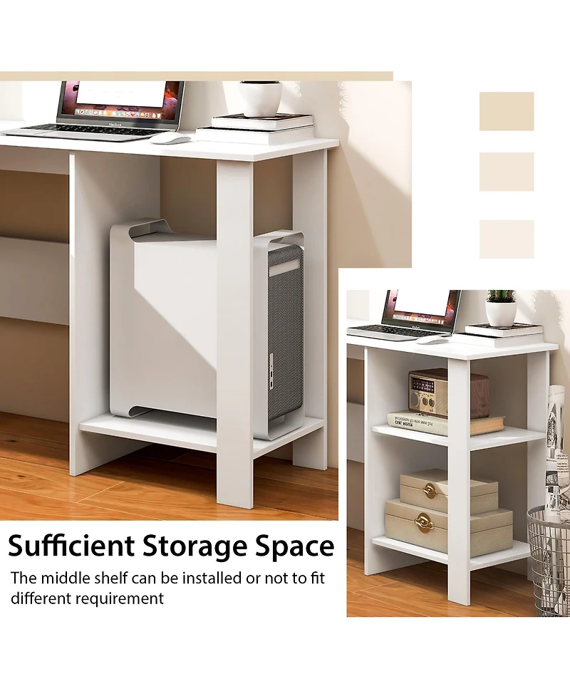 L-shaped Corner Computer Desk Home Office Writing Workstation with Storage Shelves