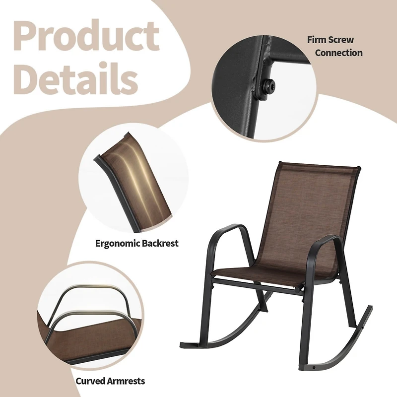 4 Pcs Patio Rocking Chair Heavy-Duty Metal Rocker Outdoor Anti-Slip