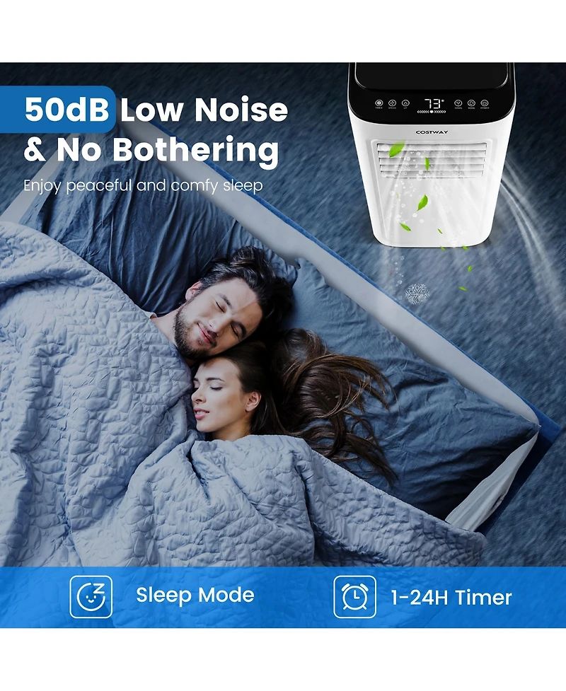 6000 Btu (9000 Btu Ashar) Portable Air Conditioner 3-in-1 Ac Unit with Cool Dehum Fan Sleep Mode