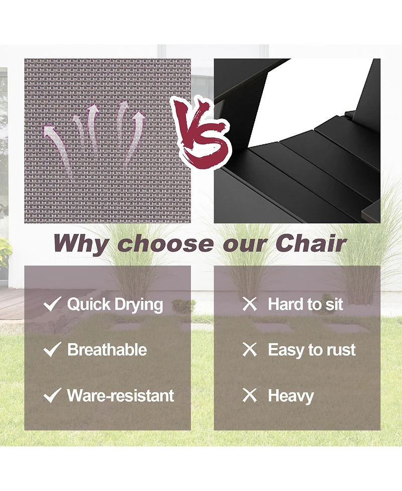 Costway 2pcs Patio Folding Sling Chairs Dining Armrest Backrest Outdoor Portable