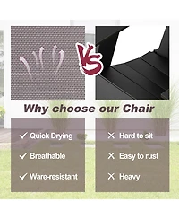 Costway 2pcs Patio Folding Sling Chairs Dining Armrest Backrest Outdoor Portable