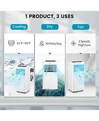 8000 Btu Portable Air Conditioner 3-in-1 Ac Unit with Cool Fan Dehum Sleep Mode