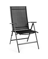 Gymax 4PCS Folding Chair Patio Garden Outdoor w/ Steel Frame Adjustable Backrest