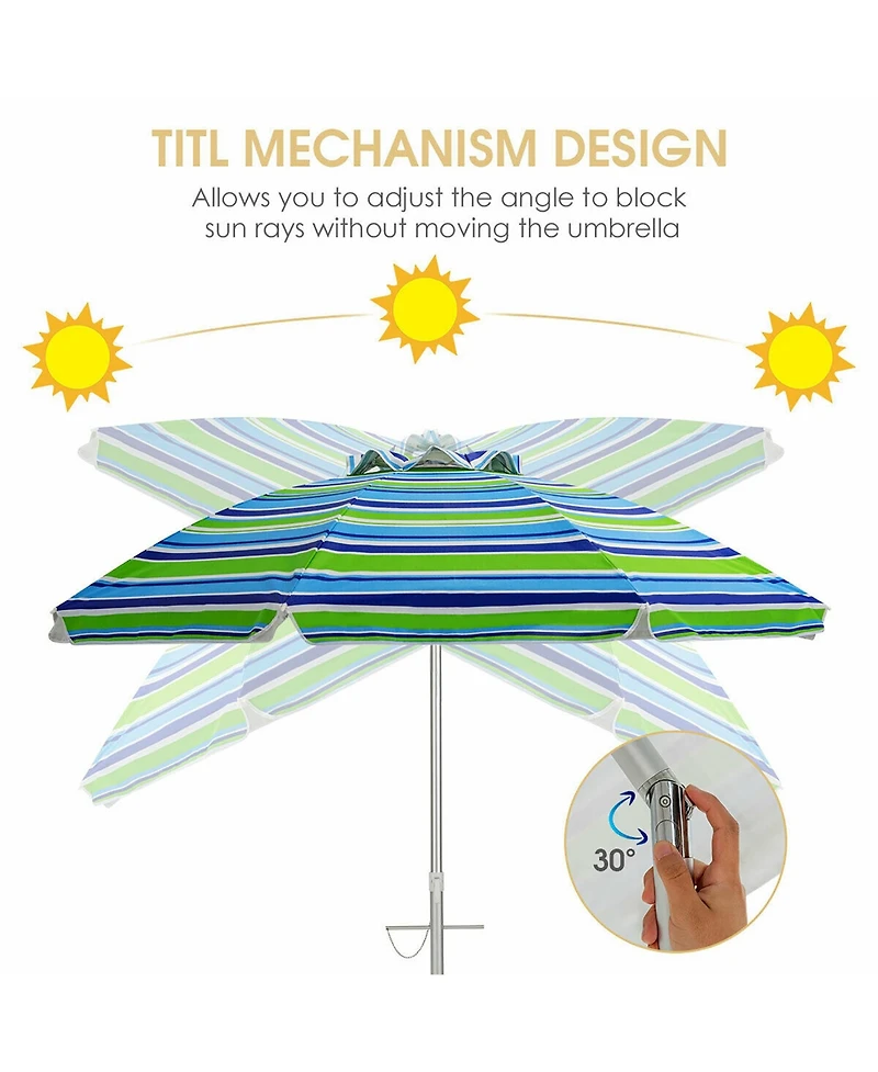 Costway 6.5FT Patio Beach Umbrella Sun Shade Tilt