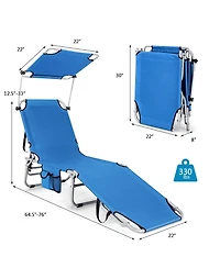 Costway Foldable Lounge Chair Outdoor Adjustable Beach Patio Pool Recliner