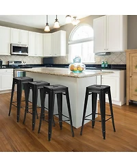 Set of 4 Metal Bar Stools 30'' Height Barstools Industrial