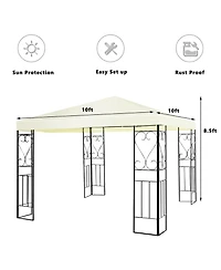 Costway 10'x10' Patio Gazebo Canopy Tent Steel Frame Shelter Patio Party Awning