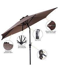 9FT Patio Umbrella Patio Market Steel Tilt W/ Crank Outdoor Yard Garden