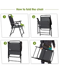 Costway 4PCS Outdoor Patio Folding Chair W/Armrest Portable Camping Lawn Garden