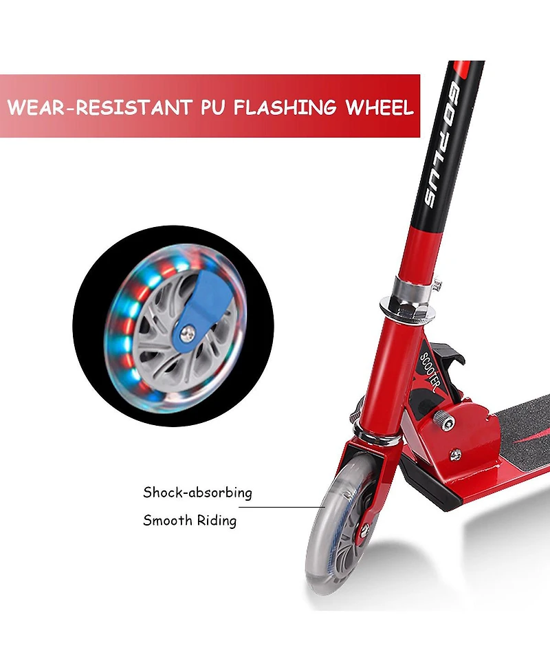 Folding Aluminum 2 Wheel Kids Kick Scooter Adjustable Height Led Light Up