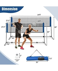 Costway 10FT Adjustable Badminton Net Set W/2 Shuttlecocks Portable Carry Bag