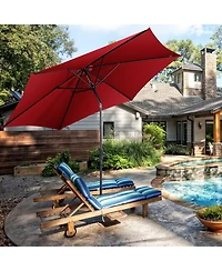 10FT Patio Umbrella 6 Ribs Market Steel Tilt W/ Crank Outdoor Garden