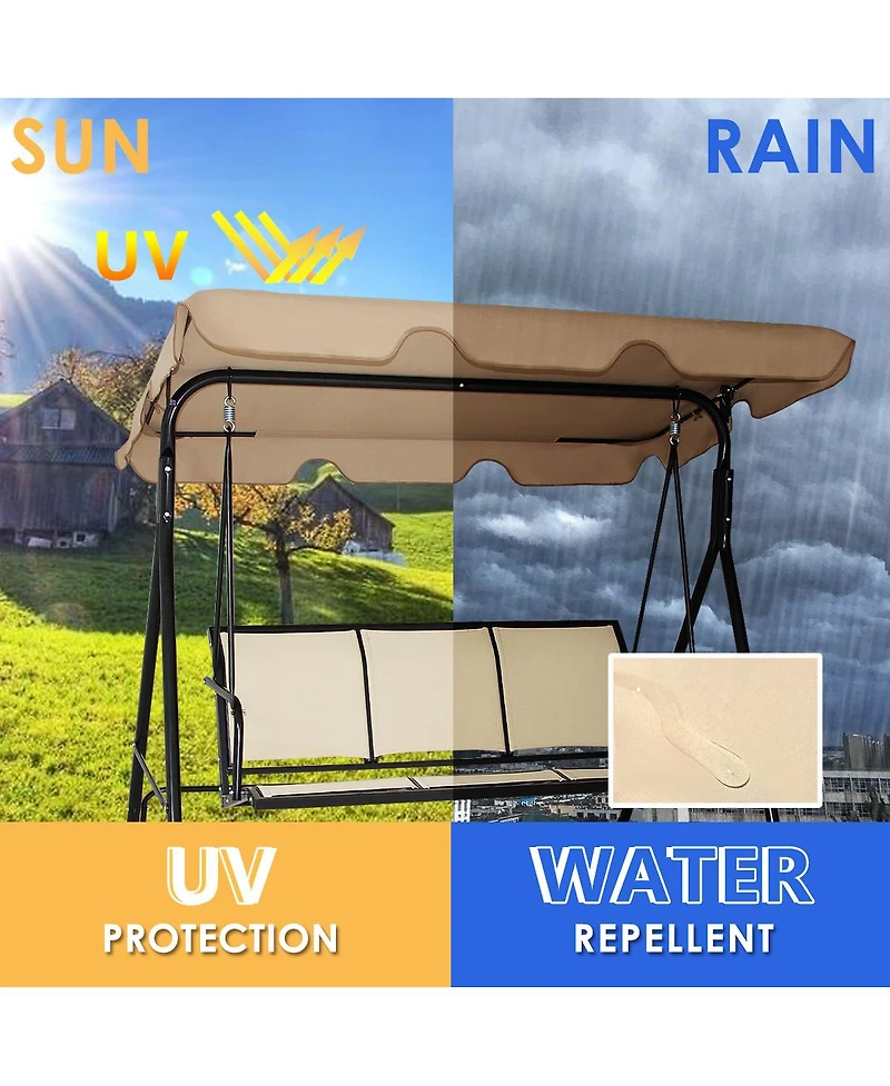 Costway Outdoor Patio Swing Canopy 3 Person Canopy Swing Chair Patio Hammock