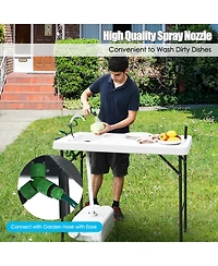 Costway Folding Fish Table Hunting Clean Cutting Camping Sink Faucet