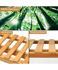 3 Tier Bamboo Hanging Folding Plant Shelf Stand Flower Pot Display Rack Bookcase
