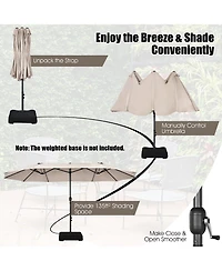 15FT Patio Double-Sided Umbrella Crank Outdoor Garden Market Sun Shade