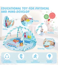 Costway Baby Gym Baby Play Mat Piano Gym w/ 5 Hanging Sensory Toys