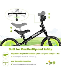 Kids Balance Bike No Pedal Training Bicycle w/ Adjustable Handlebar & Seat