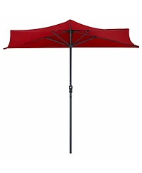 9Ft Half Round Umbrella Patio Bistro Wall Balcony Door Window Sun Shade