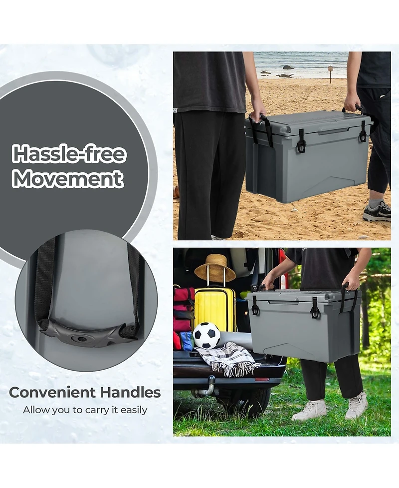Costway 50 Qt Rotomolded Cooler Portable Ice Chest Ice Retention for 5-7 Days