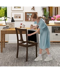 2 Pcs Wood Chair Antique Upholstered with Storage Space