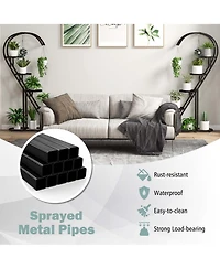 Costway 5 Tier Metal Plant Stand Heart-shaped Shelf with Hanging Hook for Multiple Plants