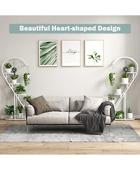 Costway 5 Tier Metal Plant Stand Heart-shaped Shelf with Hanging Hook for Multiple Plants