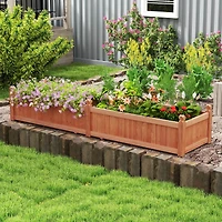 Wooden Raised Garden Bed Outdoor Rectangular Planter Box with Drainage Holes