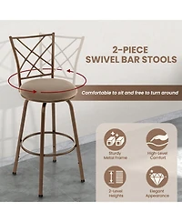 Set of 2 24/30 Inch Adjustable Swivel Barstools Metal Dining Chairs