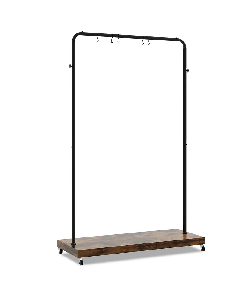 Industrial Pipe Rolling Garment Rack Heavy Duty Clothing Rack with Hooks & Shelf