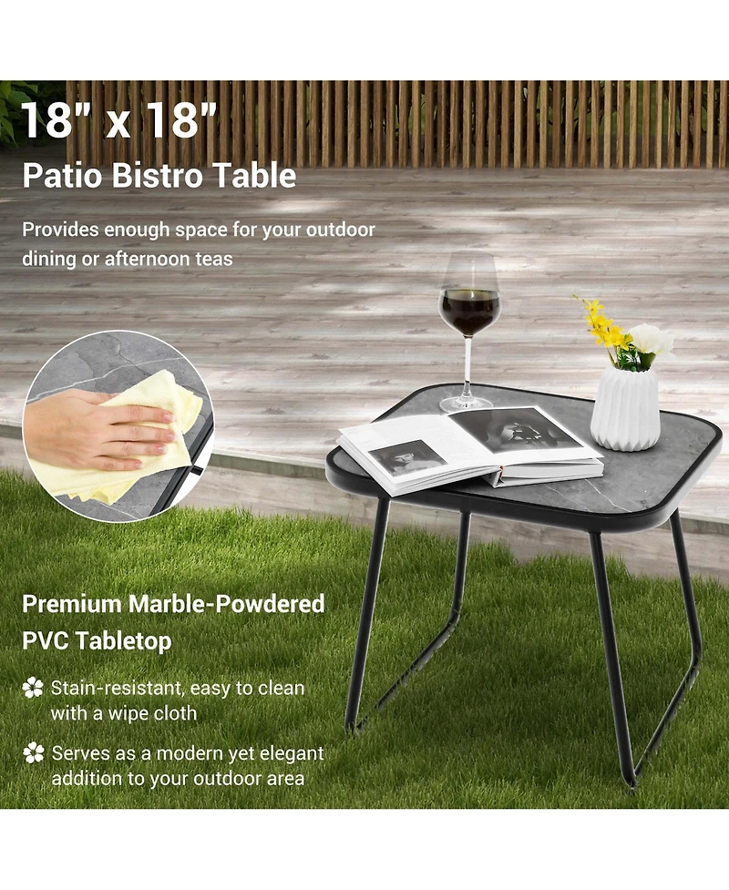 3pcs Patio Folding Chaise Lounge Chair Pvc Tabletop Set Outdoor Portable Beach