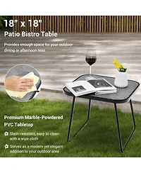 3pcs Patio Folding Chaise Lounge Chair Pvc Tabletop Set Outdoor Portable Beach