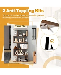 1 Pc 5-Tier Bookshelf Geometric S-Shaped Bookcase Room Divider Storage Display Shelf