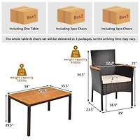 Gymax 7PCS Rattan Outdoor Dining Set Patio Furniture Set w/ Cushions Umbrella Hole