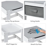 Kids Table Chairs Set With Storage Boxes Blackboard Whiteboard Drawing