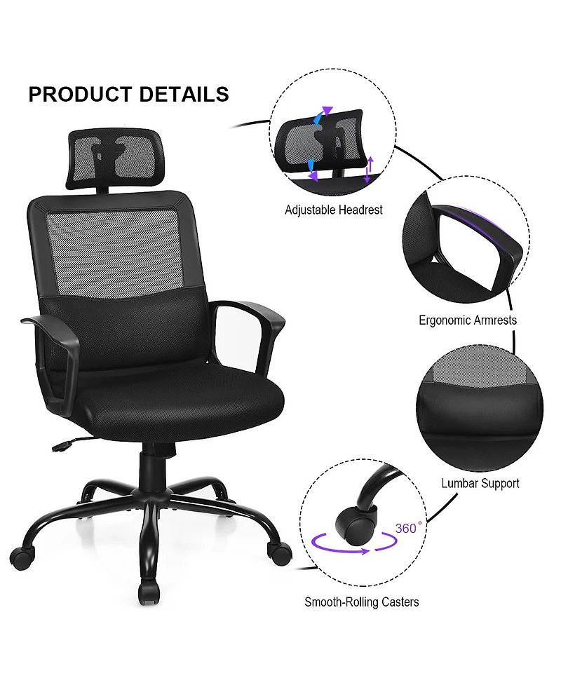 Mesh Office Chair High Back Ergonomic Swivel Chair
